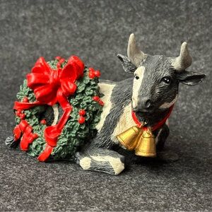 Cow w/Bells & Wreath in Box silver deer Charming Animals Collection by Tom Rubel